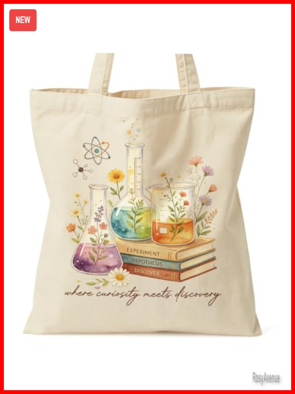 Canvas Tote Bag Science Teacher Gift Large Shoulder Bag Zip Pocket